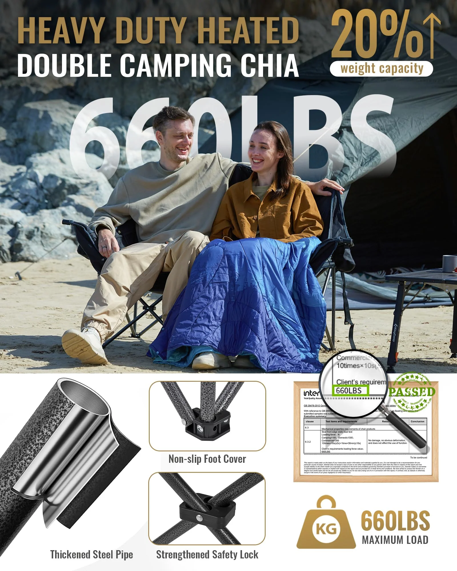 KingCamp CANNA C20 PLUS Heated Double Seat Sofa Chair