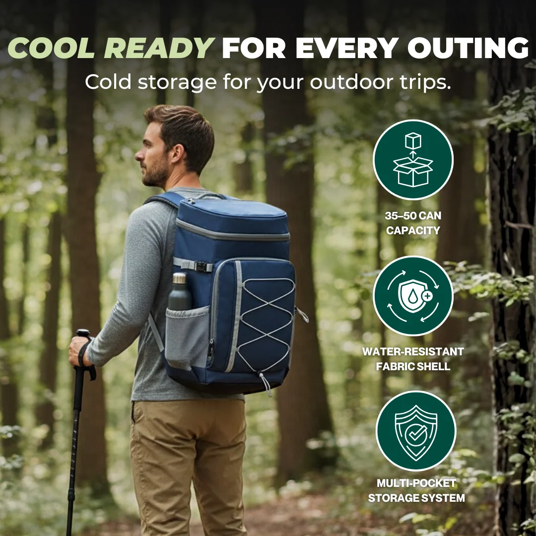 Leak-Resistant Insulated Cooler Backpack For Family Outdoor Travels