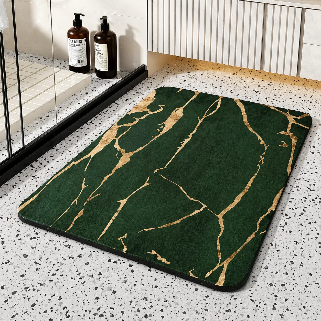 Quick-Drying Marble Effect Bath Mat for Every Space - Image 3