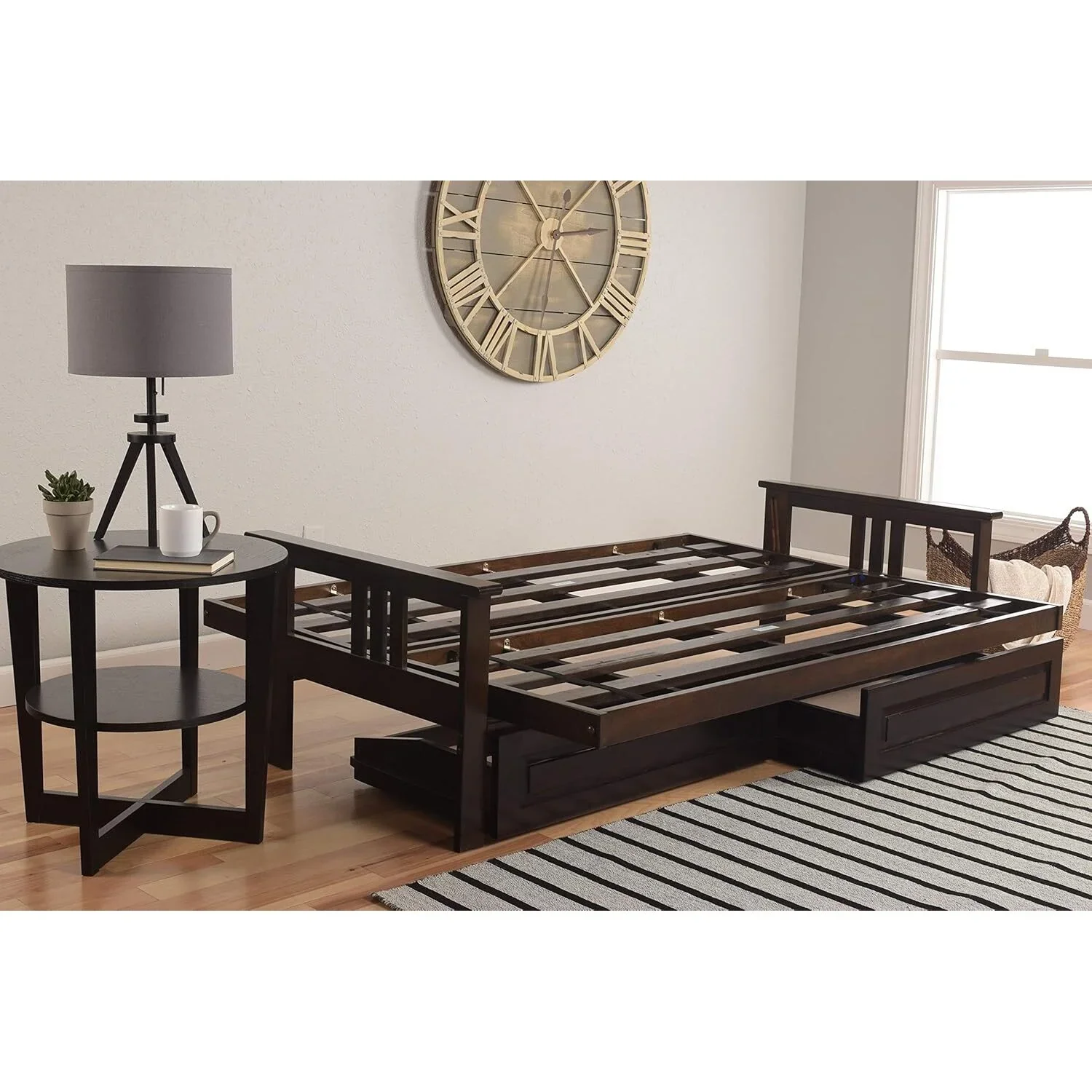 Homestock African Artifacts Full Size Futon Frame Set with Mattress, Easily Converts to Bed, Versatile Design Futon Frame for All Spaces, 33"H x 79"L x 37"D-Color:Linen Charcoal,Size:Barbados - Image 92