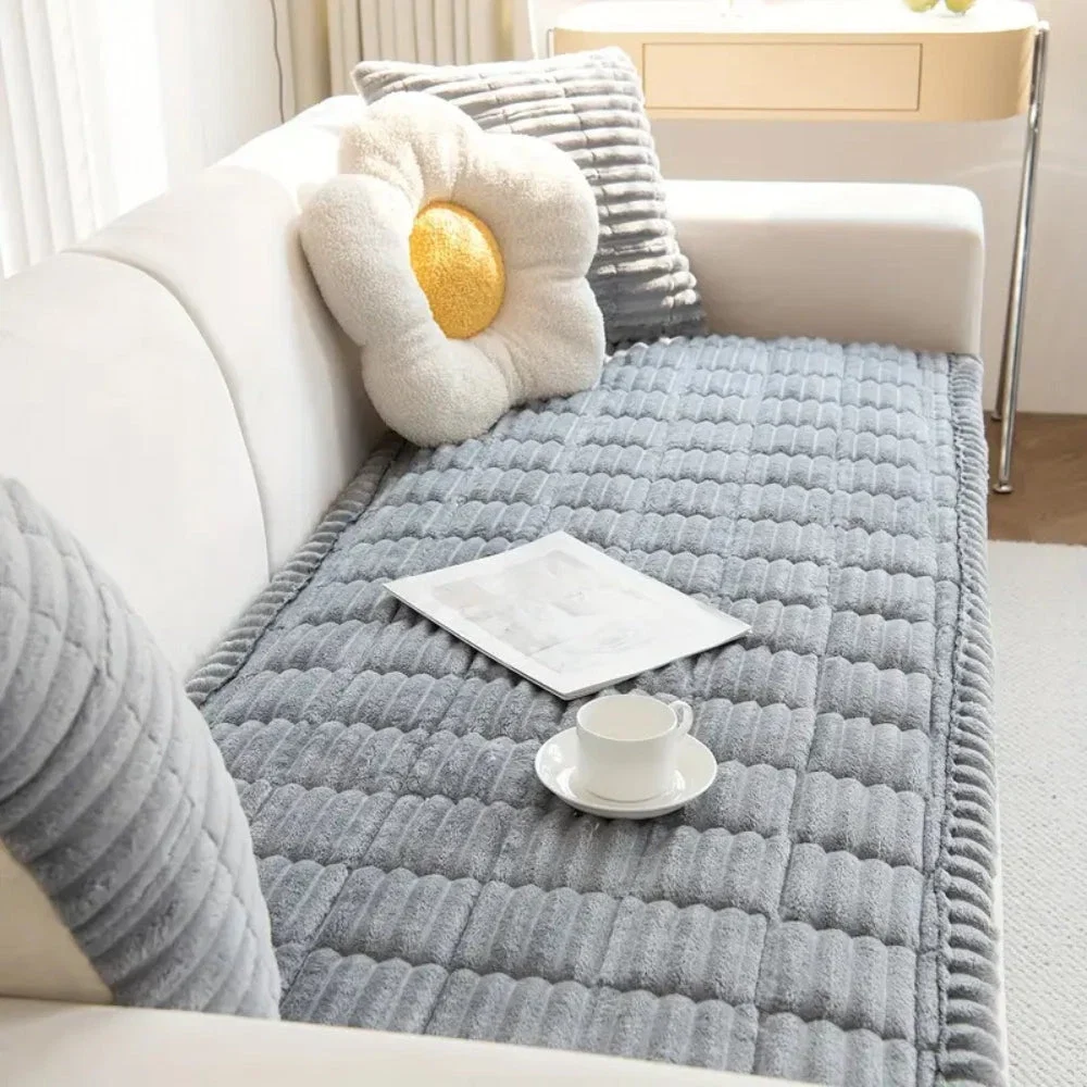 Sofa Cover Plush Flannel Anti-Slip Backing Machine Washable - Image 6