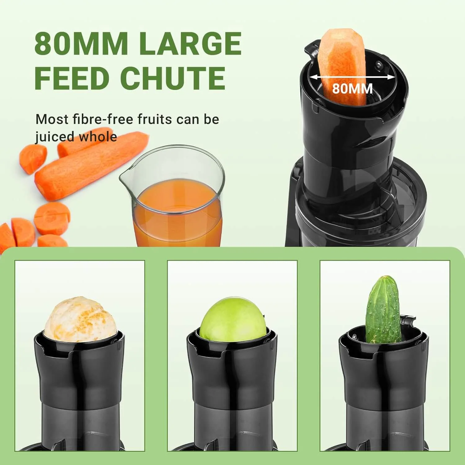 AMZCHEF Whole Fruit Juicer Machines 80MM Large Feeding Chute 4