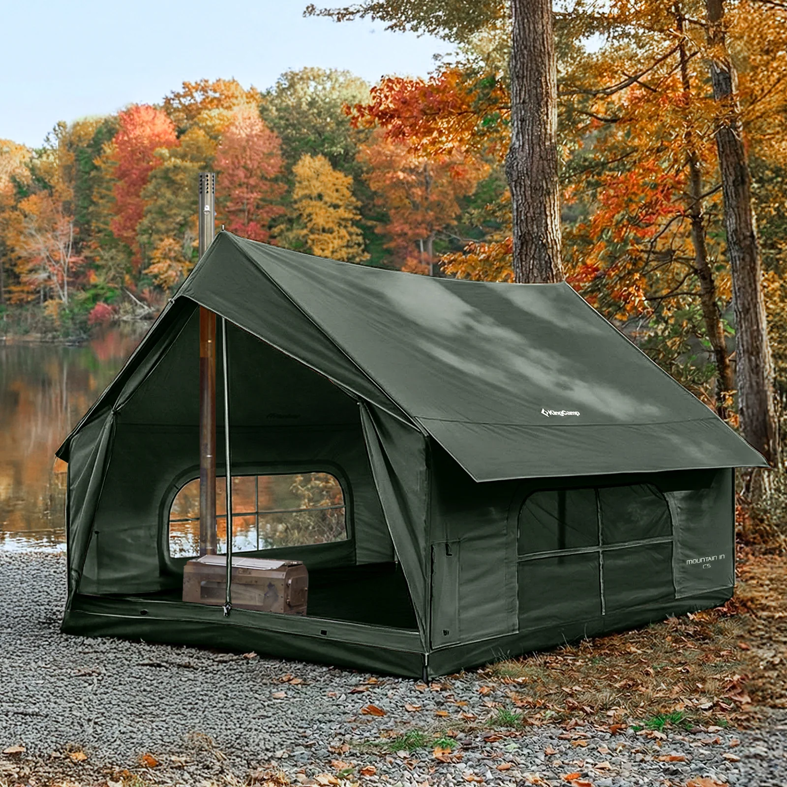 KingCamp 4-Season Cabin Tent with Stove (Size S) Bundle