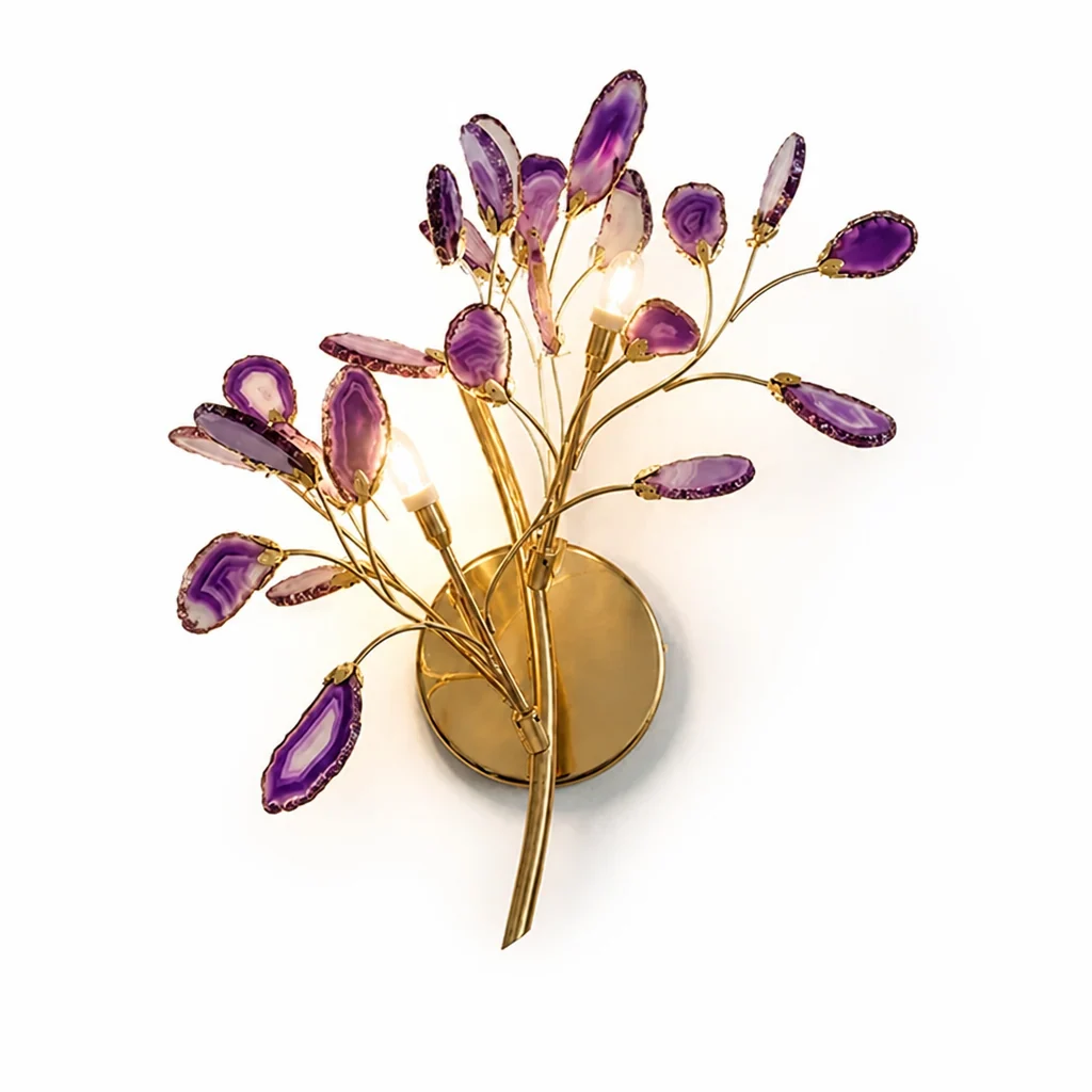 Wall Light Natural Agate Metal Frame Hardwired - Image 10