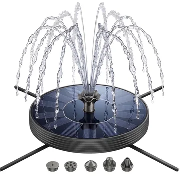 Fountain Pump for Solar Birdbath with 6 Nozzles and Glass Panel