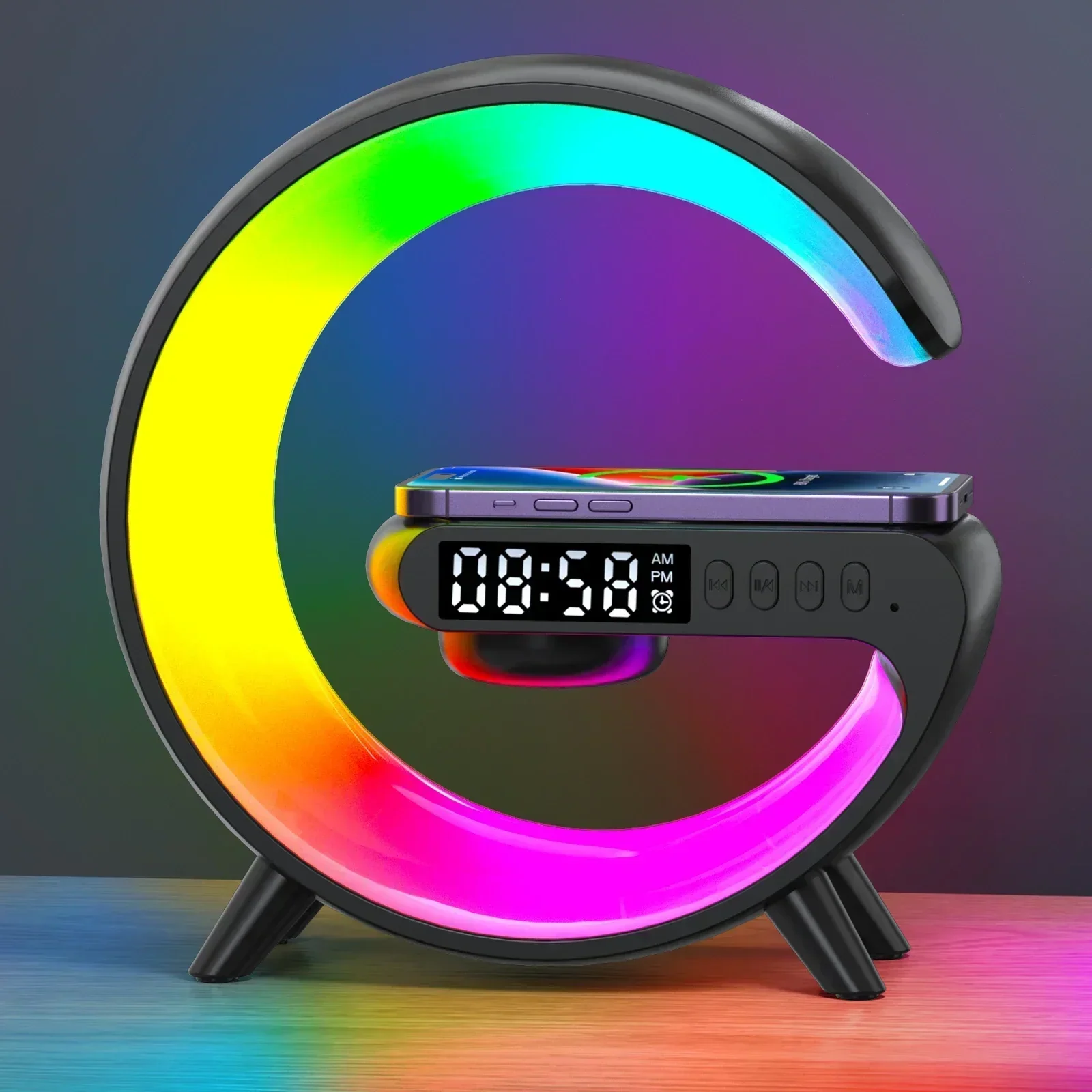 Wireless Charging Stand with RGB Alarm Clock Feature