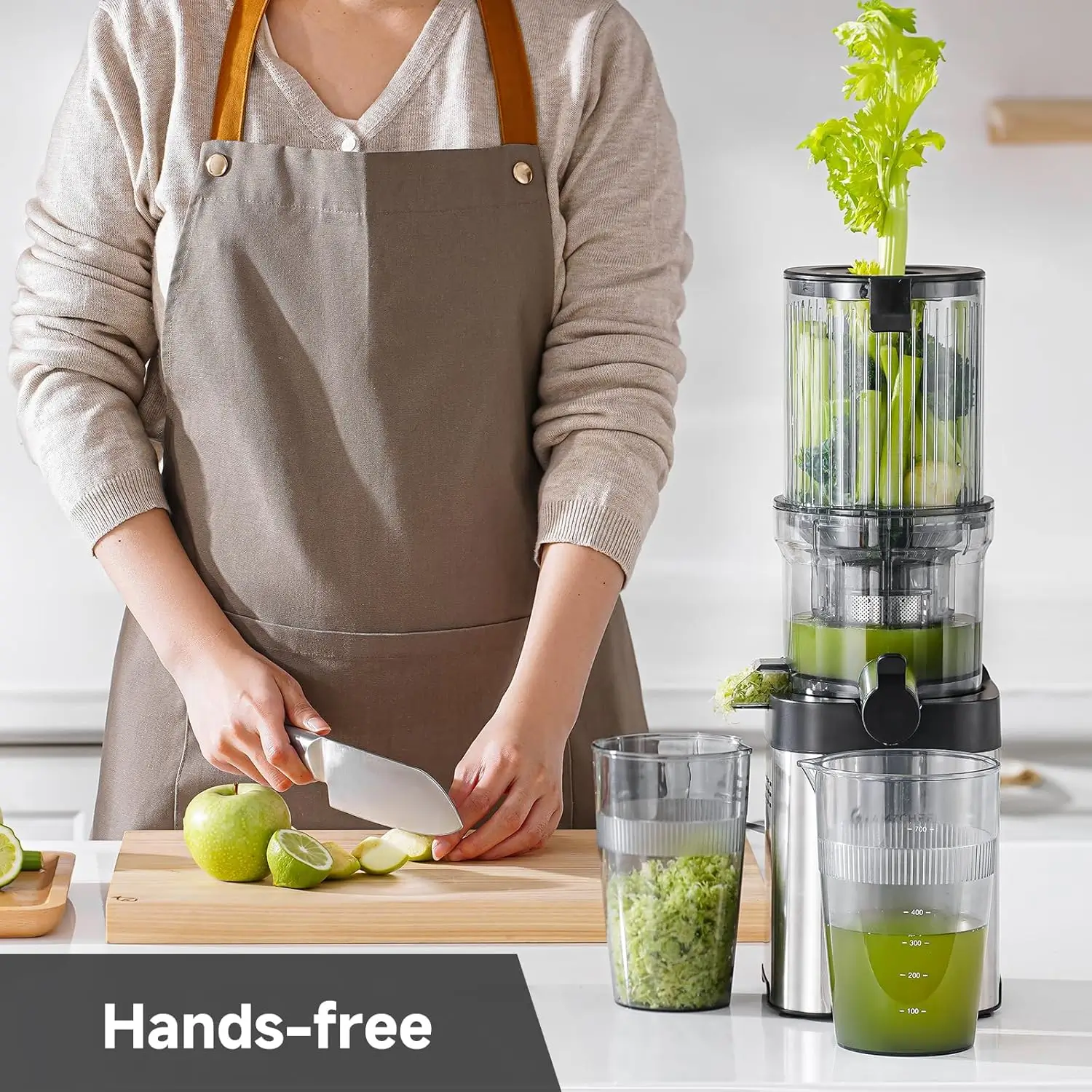 AMZCHEF Cold Press Juicer with 4.6" Wide Fruit Chute for Whole Fruits and Vegetables 3