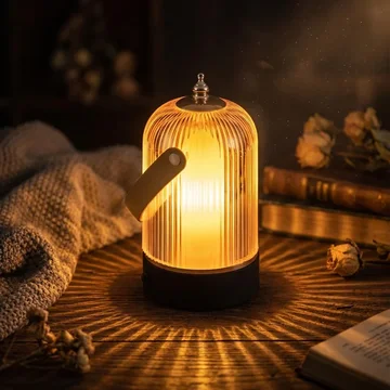Contemporary Textured Glass Lamp for Tables