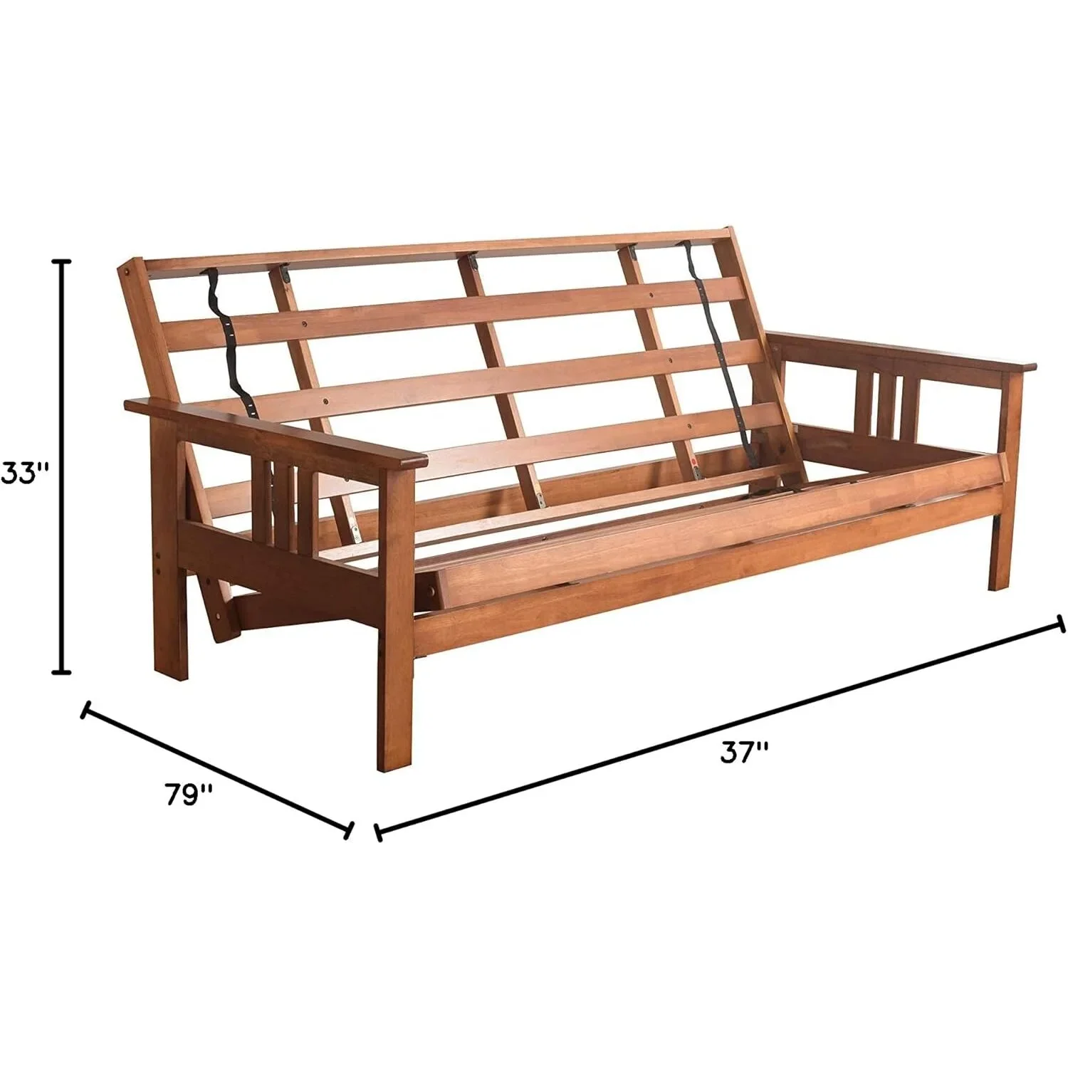 Homestock African Artifacts Full Size Futon Frame Set with Mattress, Easily Converts to Bed, Versatile Design Futon Frame for All Spaces, 33"H x 79"L x 37"D-Color:Linen Charcoal,Size:Barbados - Image 150
