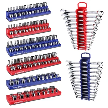 WORKPRO 8-Piece Magnetic Socket Organizer and Metric SAE Wrench Organizer Set, 1/4", 3/8", 1/2" Drive Metric SAE Socket Storage(Socket, Wrench not Included)