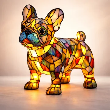 Charming Dog-Themed Stained Glass Lamp for Cozy Spaces