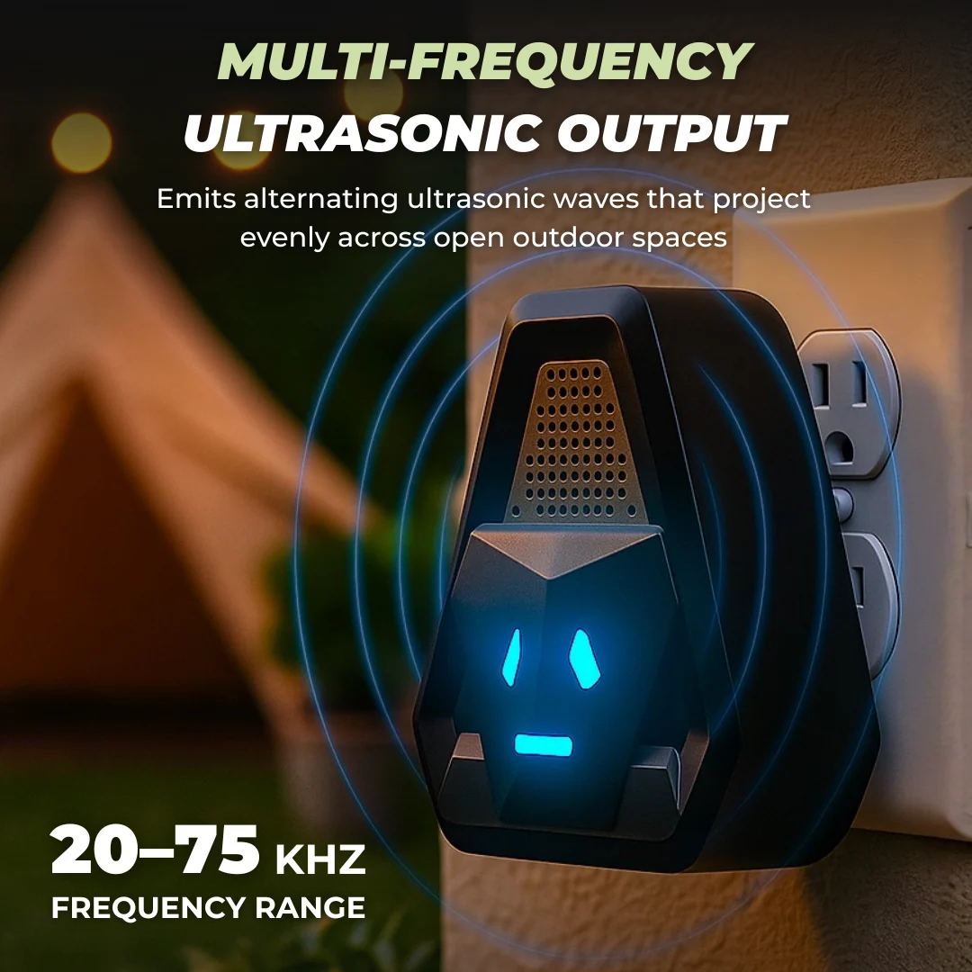 Ultrasonic Outdoor Pest Repellent 6 Pack with 20kHz–75kHz Wave Output