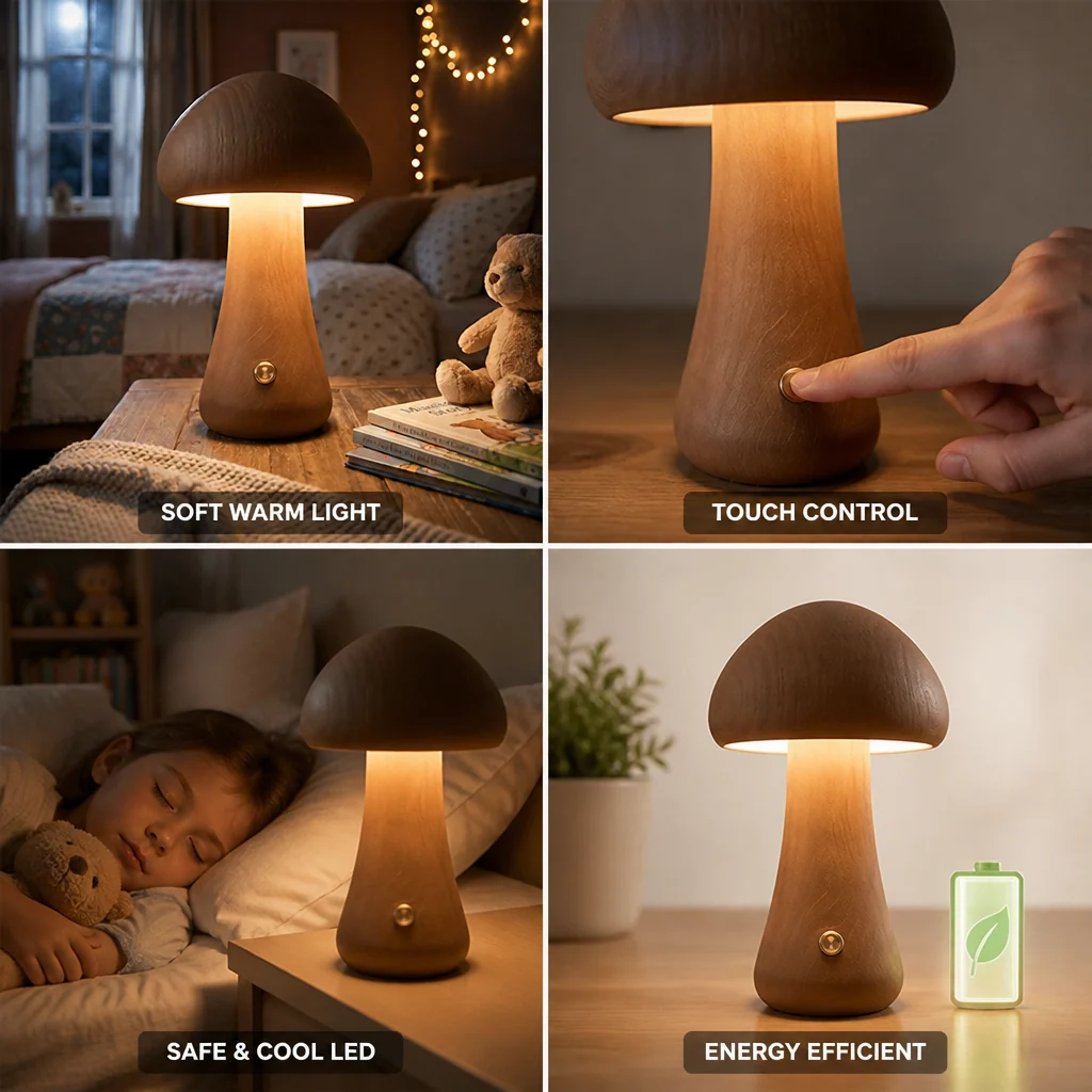 Night Light Mushroom Touch Control Warm White LED - Image 5
