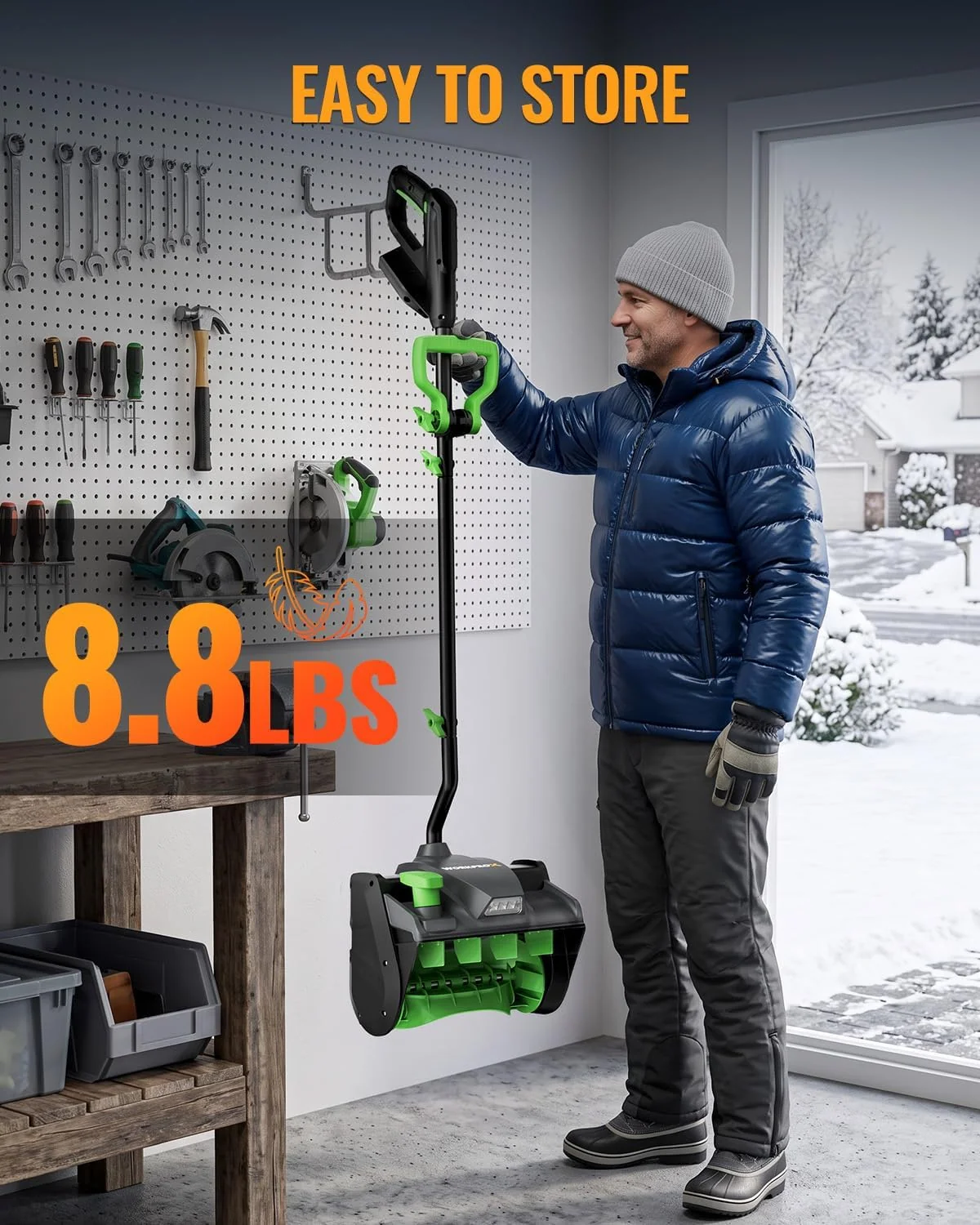 WORKPROX Cordless Snow Shovel, 13-Inch, 20V Battery Included | 23 ft Throw Distance, 4.0Ah Battery, 30° Adjustable Chute, LED Lights, Lightweight, For Steps, Walkways & Driveways - Image 8