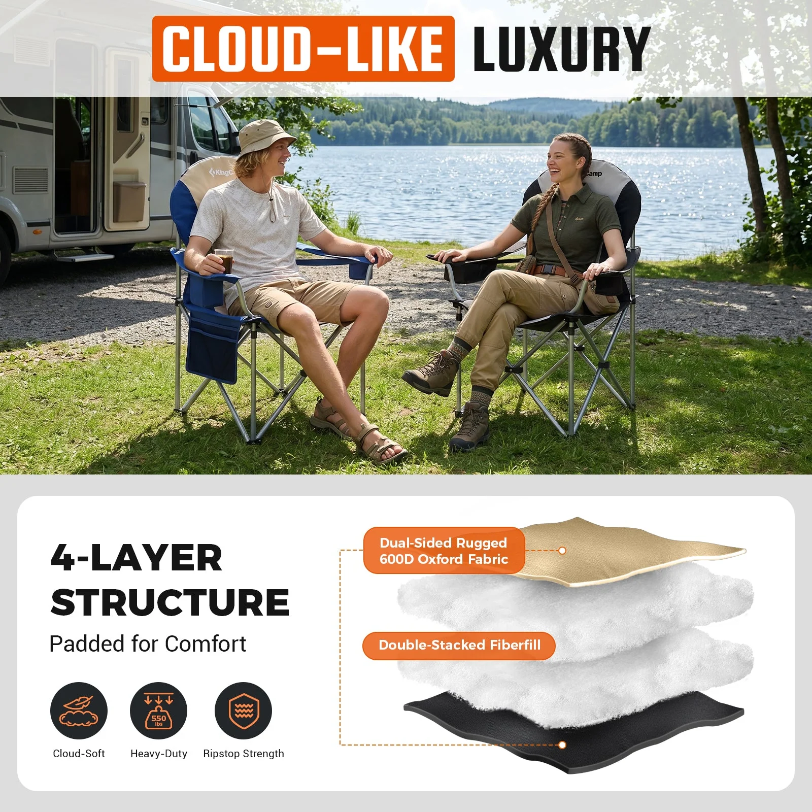 KingCamp Lumbar Support Oversized Camping Chair - Image 84