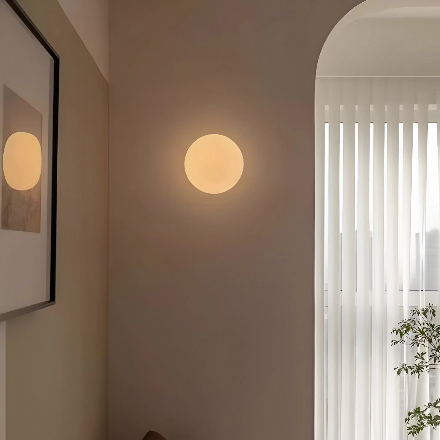 Dioscuri Modern Minimalist Round Frosted Glass LED Wall Sconce Light Fixture