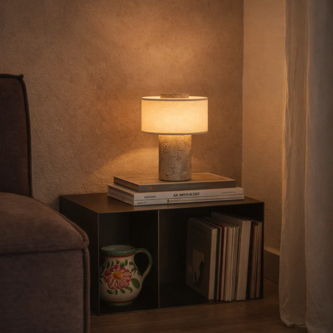 RadiantGlow Cordless Marble and Fabric LED Table Lamp - Image 9