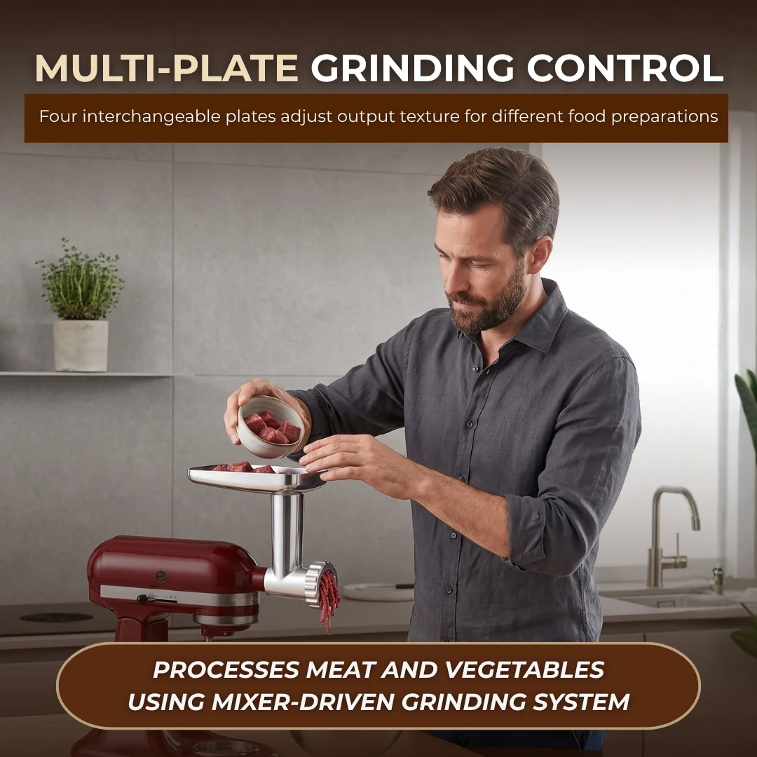 Metal Meat Grinder Attachment for Stand Mixer with Plates Set