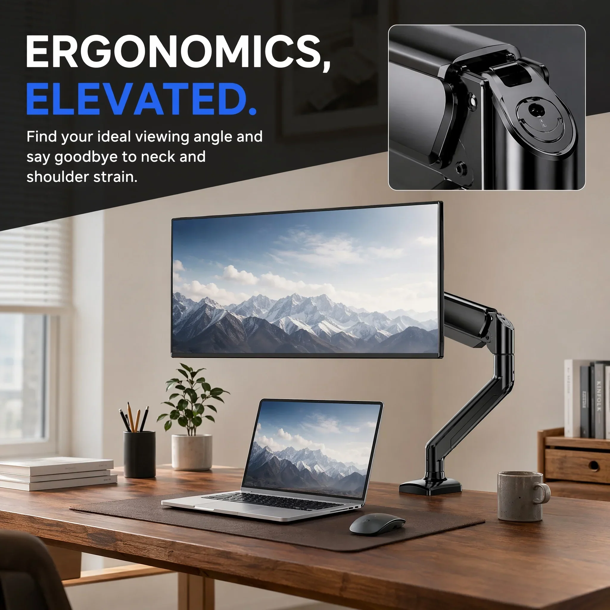 Gas Spring Monitor Arm for Adjustable Screen Positioning - Image 4