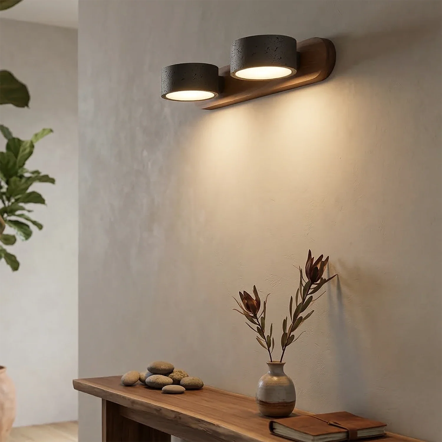 Elegant Adjustable LED Wall Light with Natural Stone Shades - Image 11