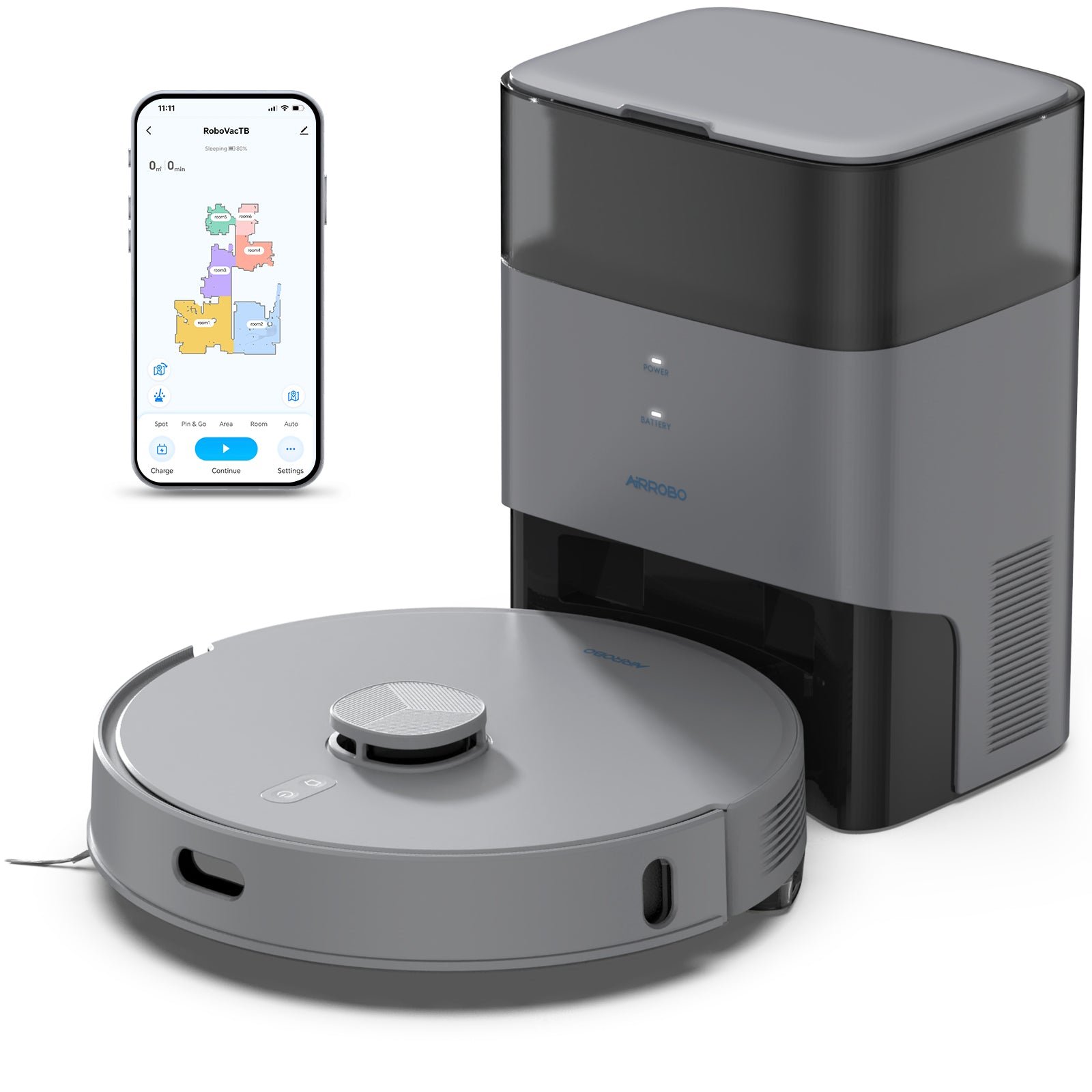 AIRROBO T25+ Robot Vacuum and Mop Cleaner – Self-Empty, 5500Pa Suction, Ultrasonic Carpet Detection