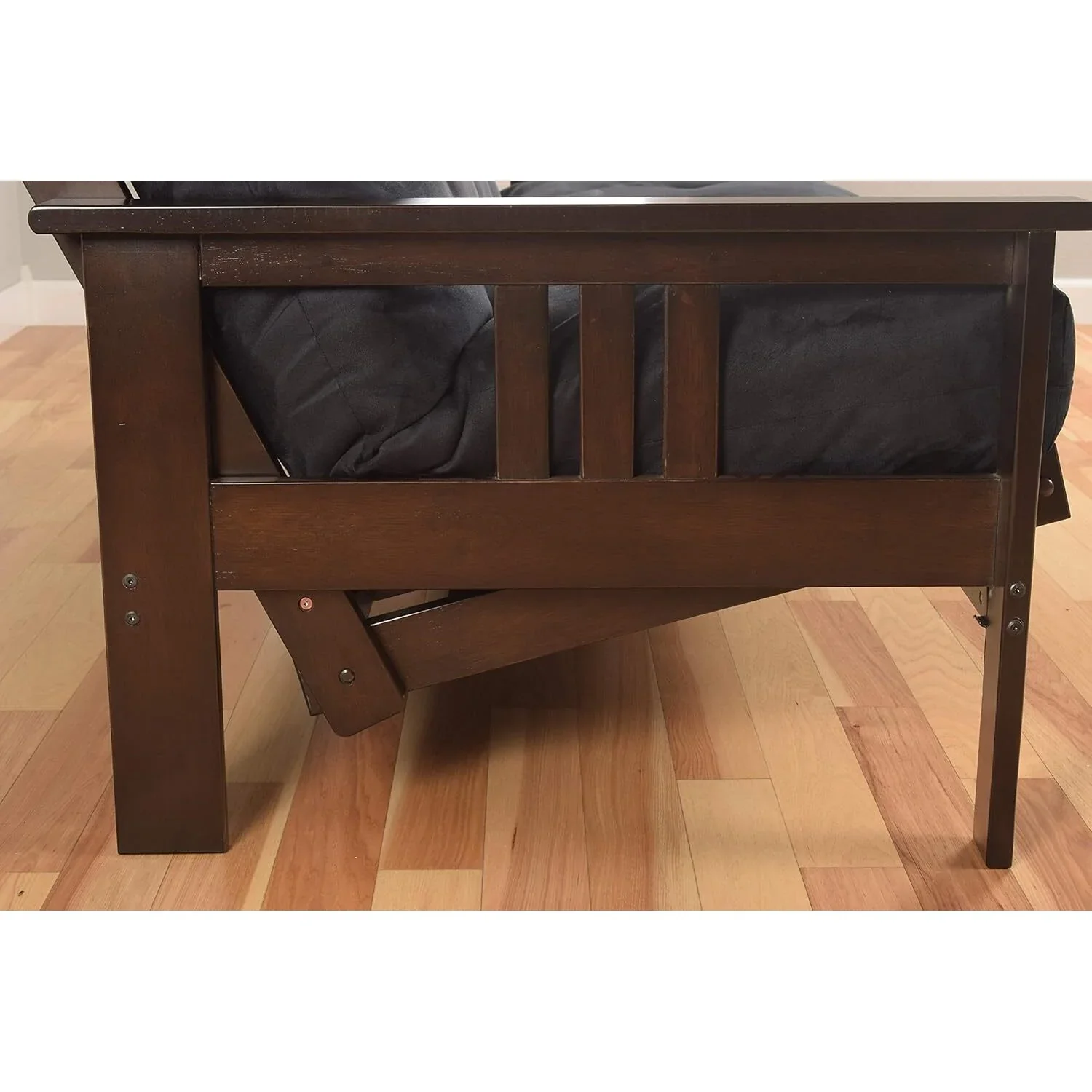 Homestock African Artifacts Full Size Futon Frame Set with Mattress, Easily Converts to Bed, Versatile Design Futon Frame for All Spaces, 33"H x 79"L x 37"D-Color:Linen Charcoal,Size:Barbados - Image 83