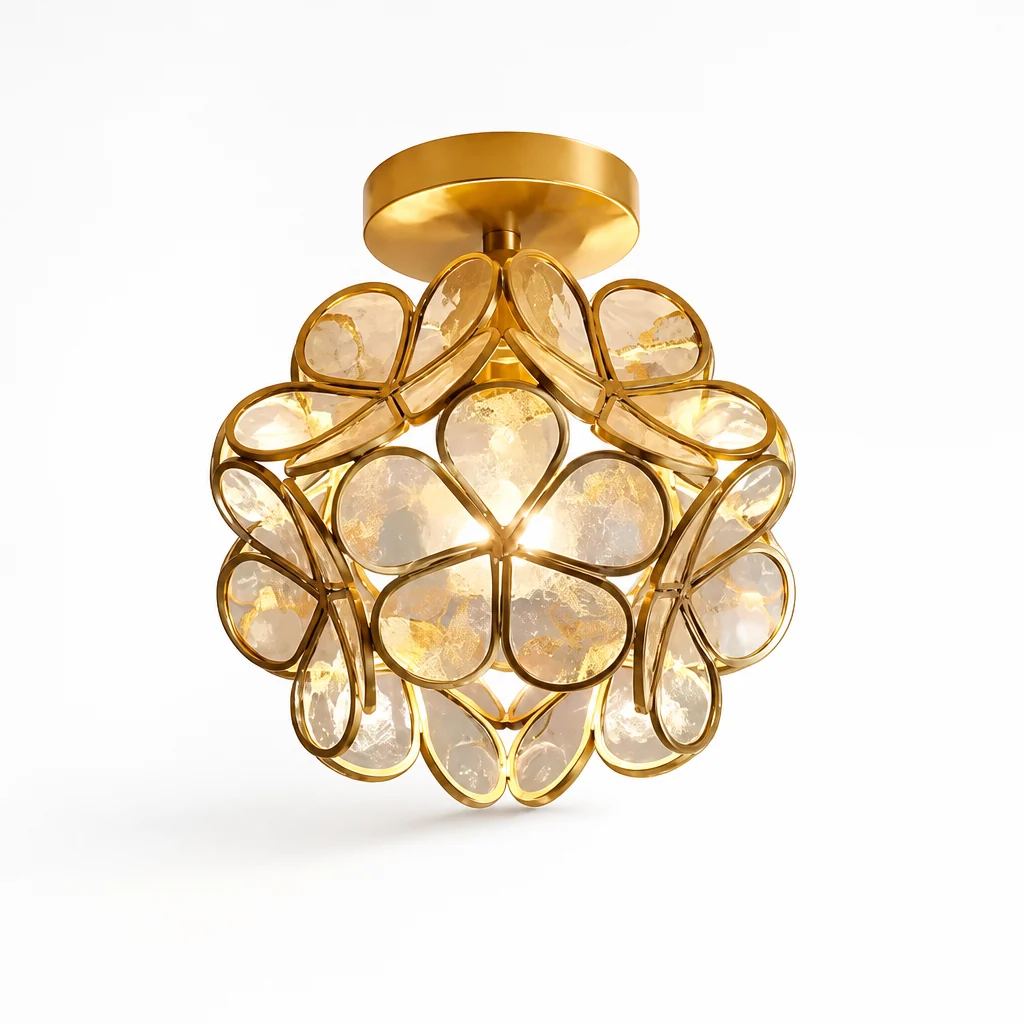 Ceiling Lamp Floral Acrylic Petals Gilded Frame - Image 2