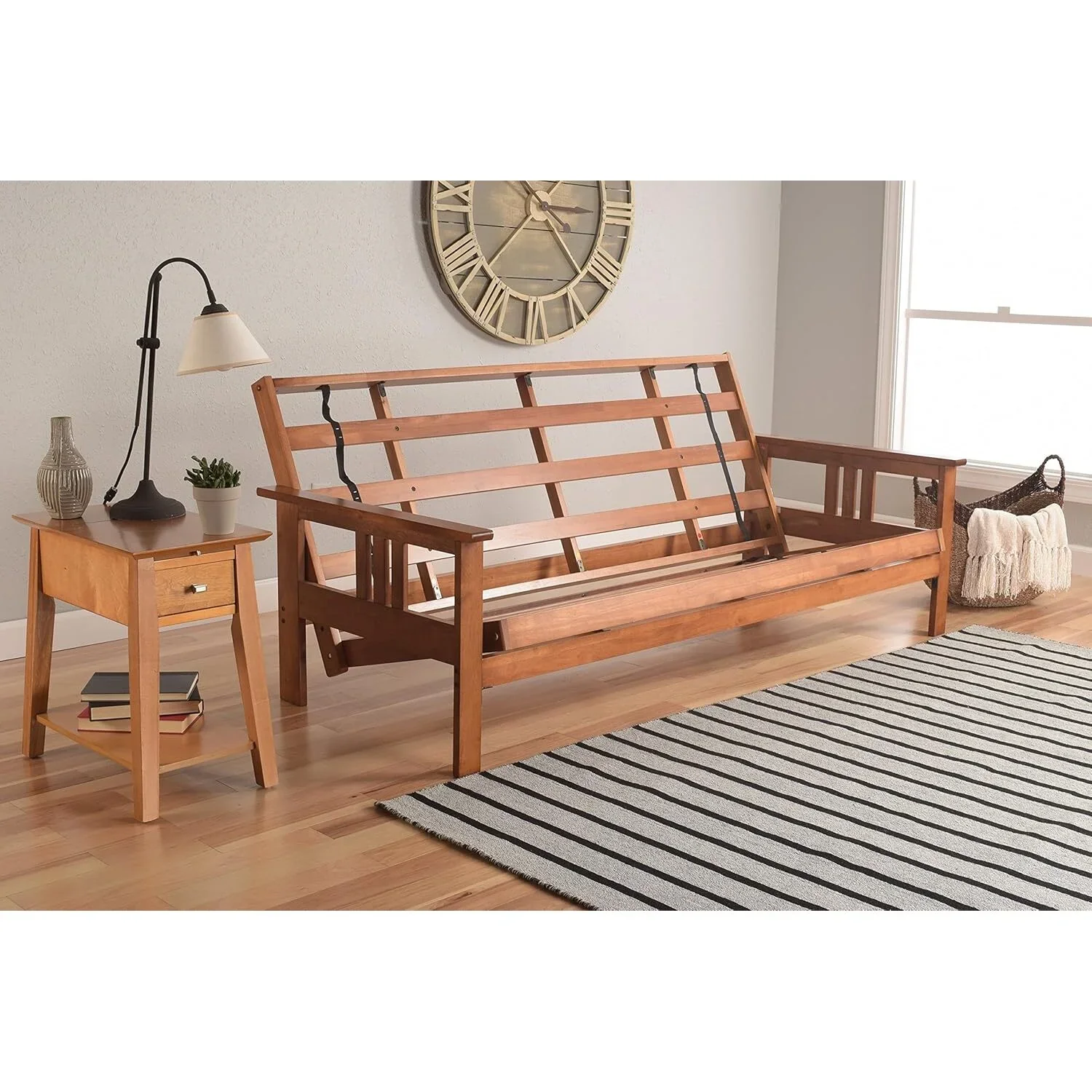 Homestock African Artifacts Full Size Futon Frame Set with Mattress, Easily Converts to Bed, Versatile Design Futon Frame for All Spaces, 33"H x 79"L x 37"D-Color:Linen Charcoal,Size:Barbados - Image 18