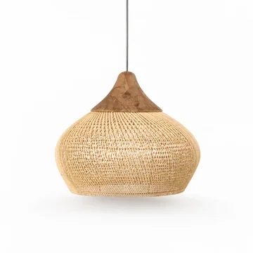 Pendant Lamp Handwoven Rattan Wooden Canopy