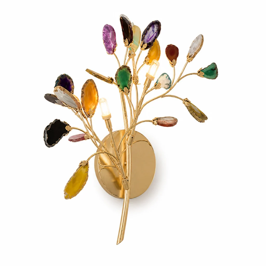 Wall Light Natural Agate Metal Frame Hardwired - Image 2