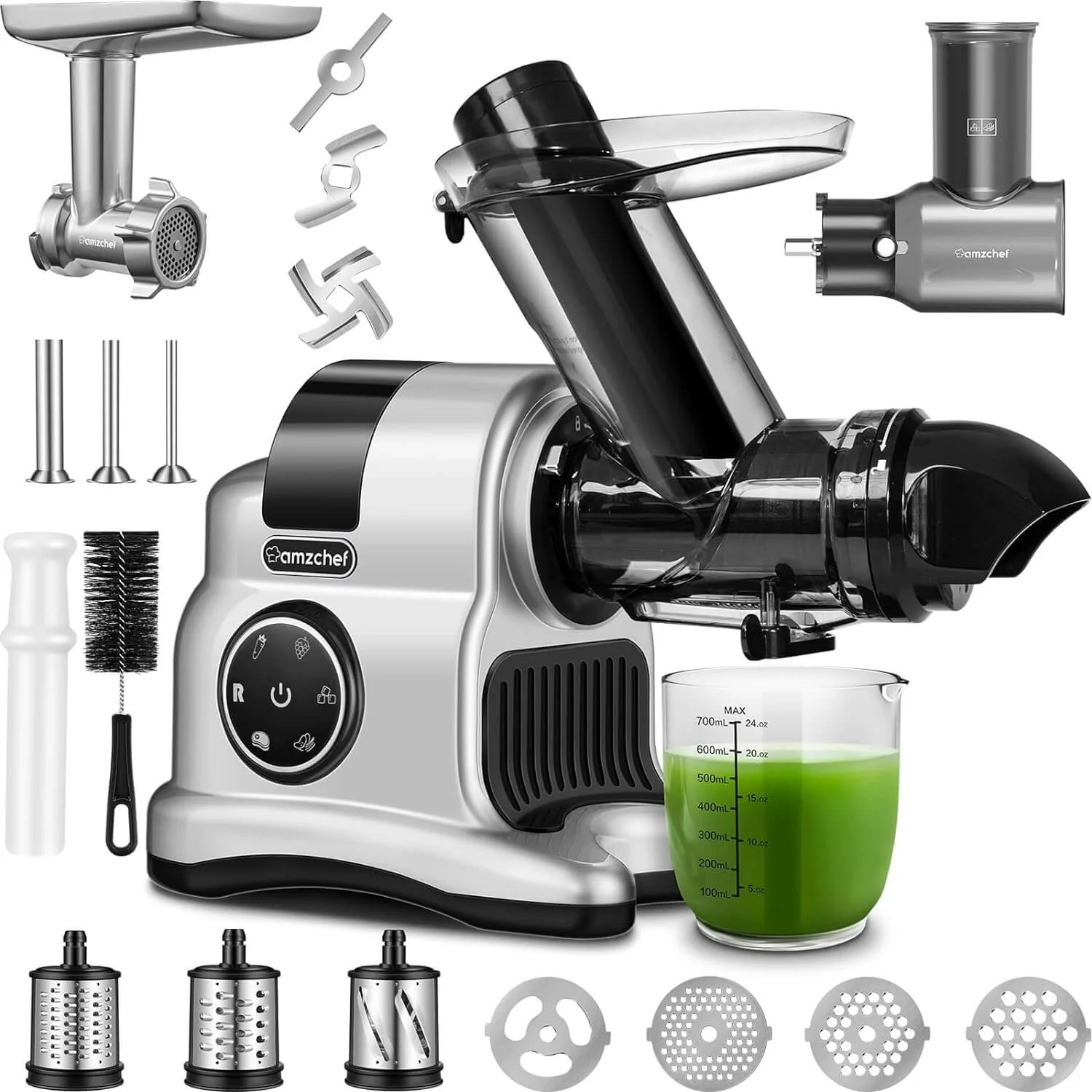 AMZCHEF Slow Juicer Machines 5 in 1 Slow Masticating Juicer with Accessories 1