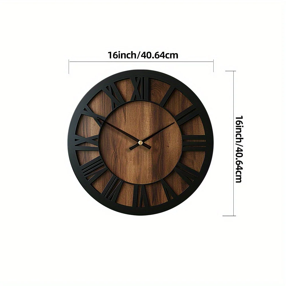 Rustic Elegance Wall Clock with Roman Numerals - Image 3