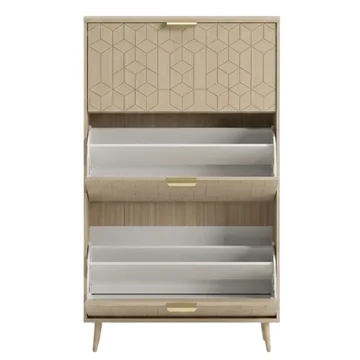 Slim Shoe Storage Cabinet with 3 Drawers, Flip Compartments, and Top Shelf