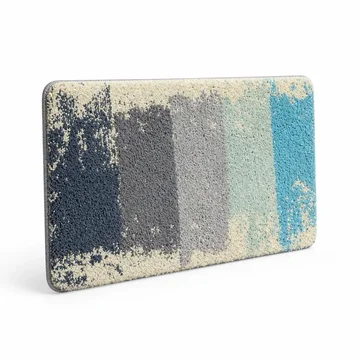 Bathroom Rug Vintage Color Block Non-Slip Plush Pile