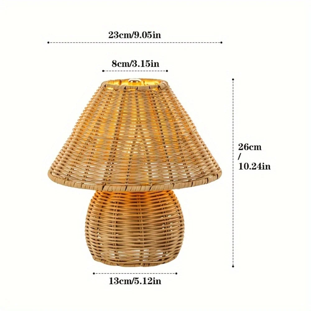 Table Lamp Rattan Shade Bamboo Base - Image 8
