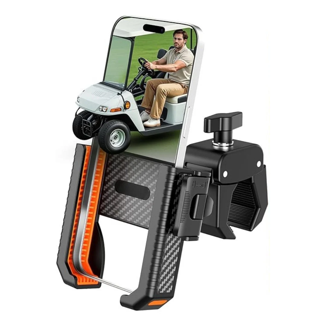 Adjustable Golf Cart Phone Holder with 360° Rotating Clamp - Image 2