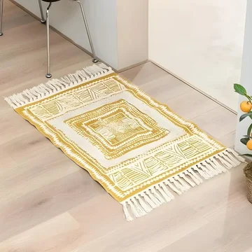 Bohemian Rug Lightweight Microfiber-Cotton Fringe