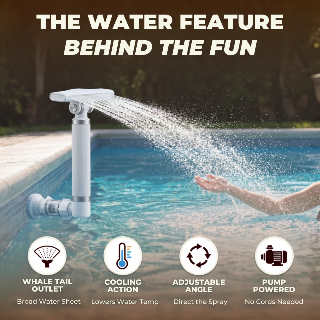 Pool Fountain Sprinkler with Adjustable Whale Tail Waterfall