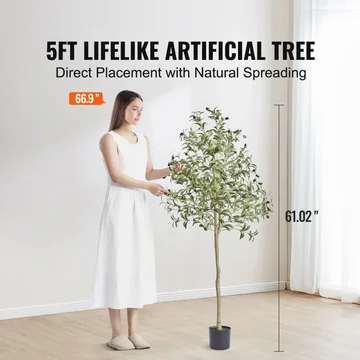 Fake Olive Plant with Stable Stand