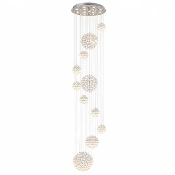 Chandelier Spiral Raindrop K9 Crystal & Chrome Canopy Adjustable Height