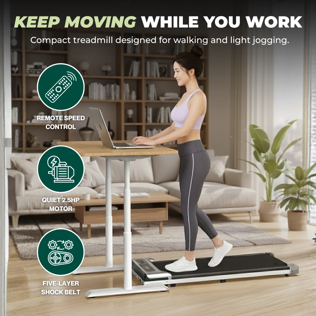 Under Desk Walking Treadmill with LED Display and Remote Control