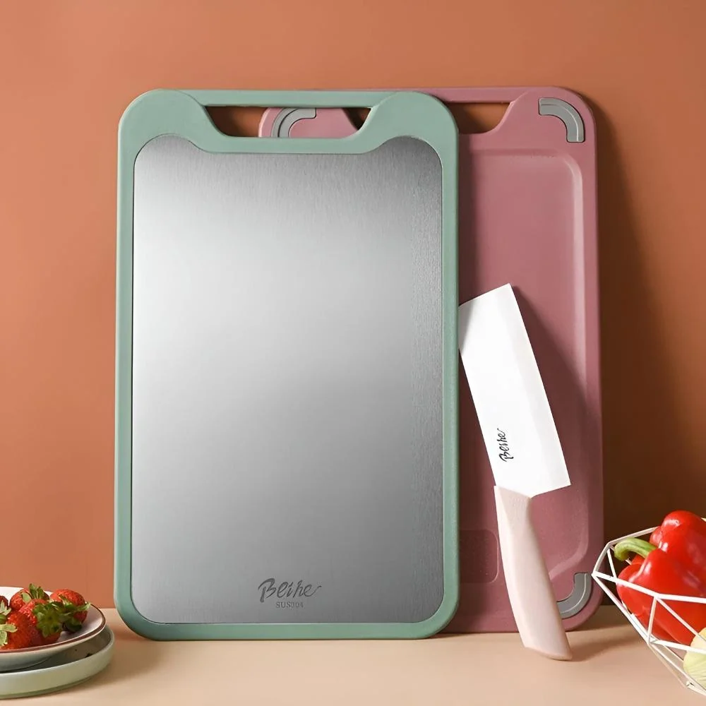 Chopping Board Double-Sided Stainless Steel & Rice Husk