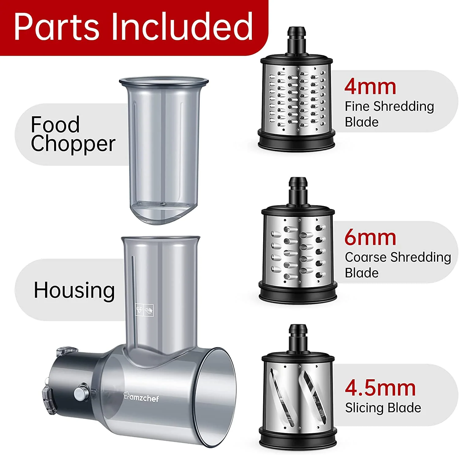 AMZCHEF Slow Juicer food slicers cheese grater attachment 3