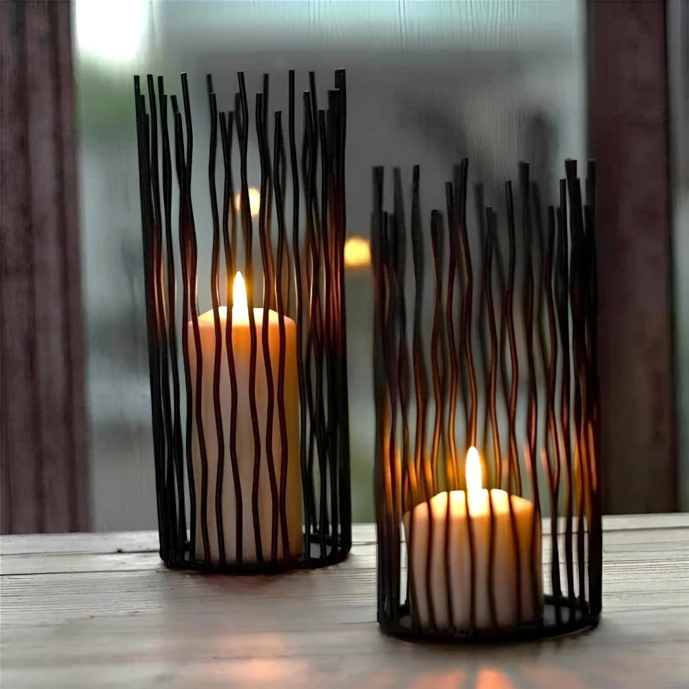 Candle Holder Bohemian Geometric Black Iron Anti-Rust - Image 3