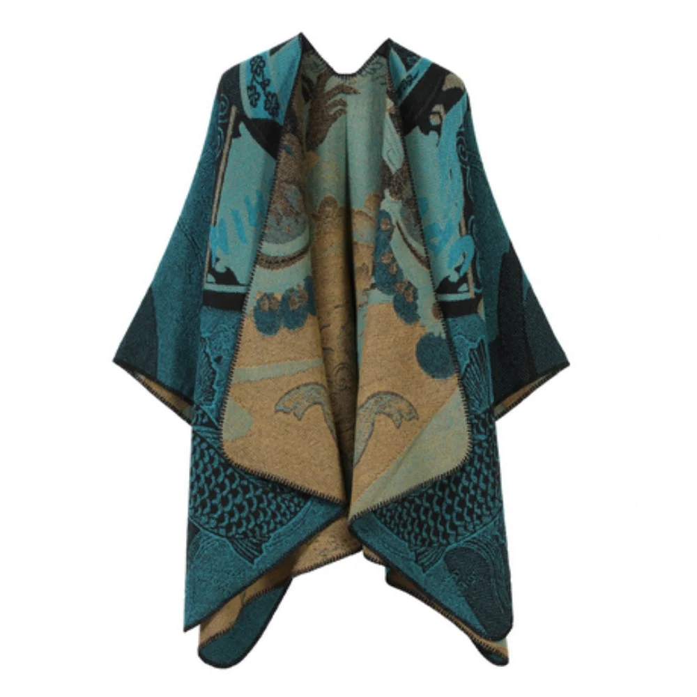 Poncho Oversized Reversible Ultra-Soft Faux Cashmere - Image 2