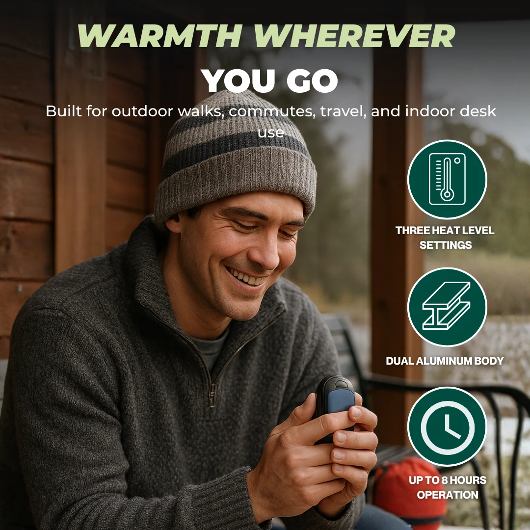 Rechargeable Aluminum Hand Warmer 2 Pack, USB-C, 3 Heat Mode