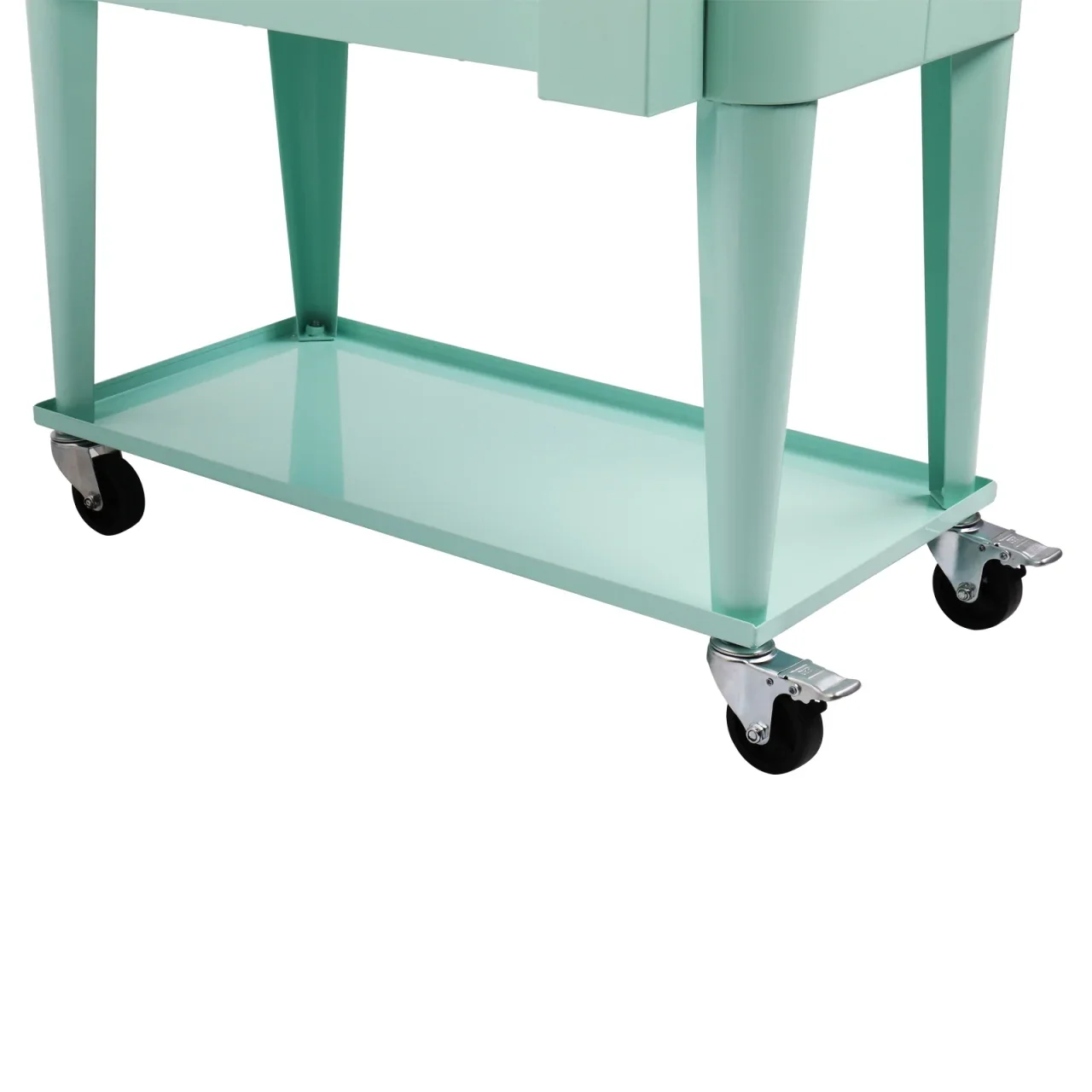 80Qt All-In-One Cooler Cart With Bottle Opener, Lower Storage Shelf and Cap Catcher, Outdoor Party Rolling Cooler With Lockable Wheels For Pool Side, Patio, Balcony, Mint(33.07 x 15.16 x 35.83)" - Image 13