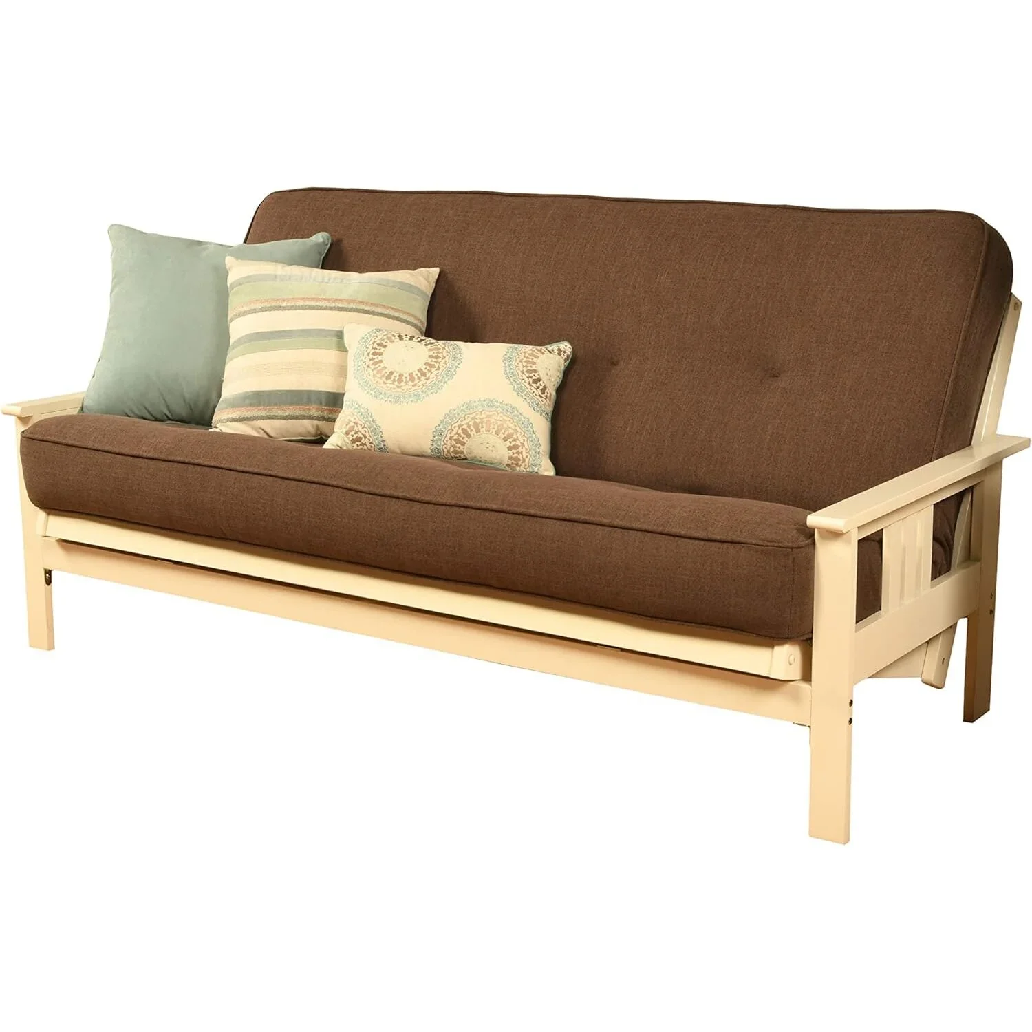 Homestock African Artifacts Full Size Futon Frame Set with Mattress, Easily Converts to Bed, Versatile Design Futon Frame for All Spaces, 33"H x 79"L x 37"D-Color:Linen Charcoal,Size:Barbados - Image 146
