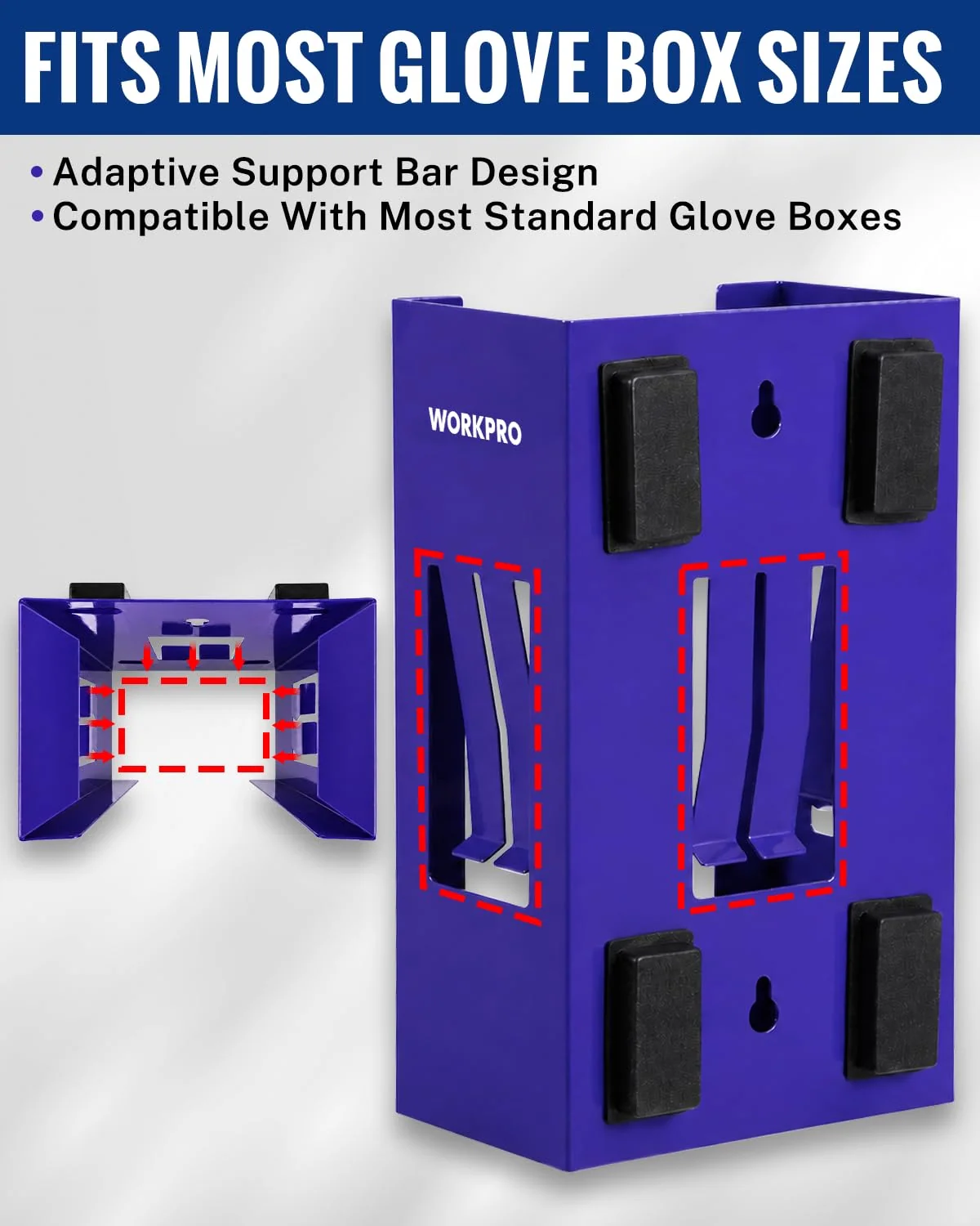 WORKPRO Magnetic Glove Dispenser, Heavy Duty Steel Glove Box Holder with 4 Strong Magnets, Wall Mount Glove Holder for Nitrile Gloves, Garage, Workshop, Warehouse and Laboratory - Image 5