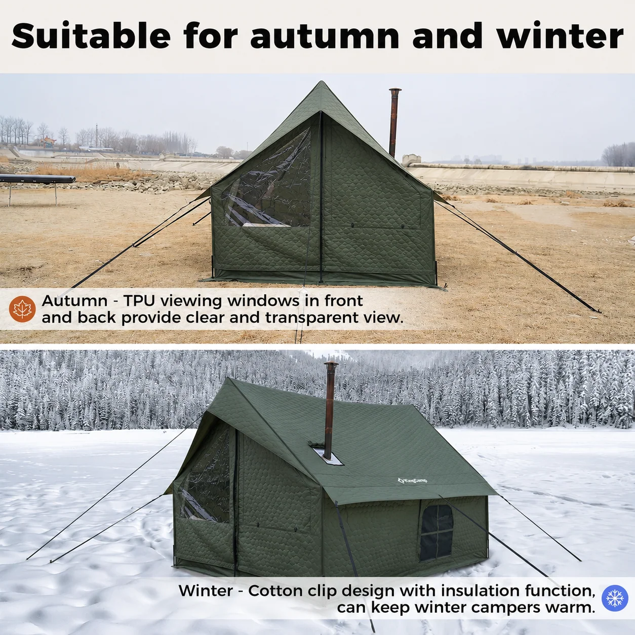 KingCamp Snowhouse 5 Insulated Quilted Cabin Tent with Stove Jack
